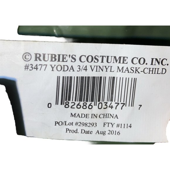 Rubie's Costumes #3477 Yoda 3/4 Vinyl Used Star Wars LFL Child's Halloween Mask - Picture 8 of 8